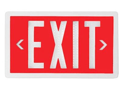 tritium exit sign red white border 10-year or 20-year